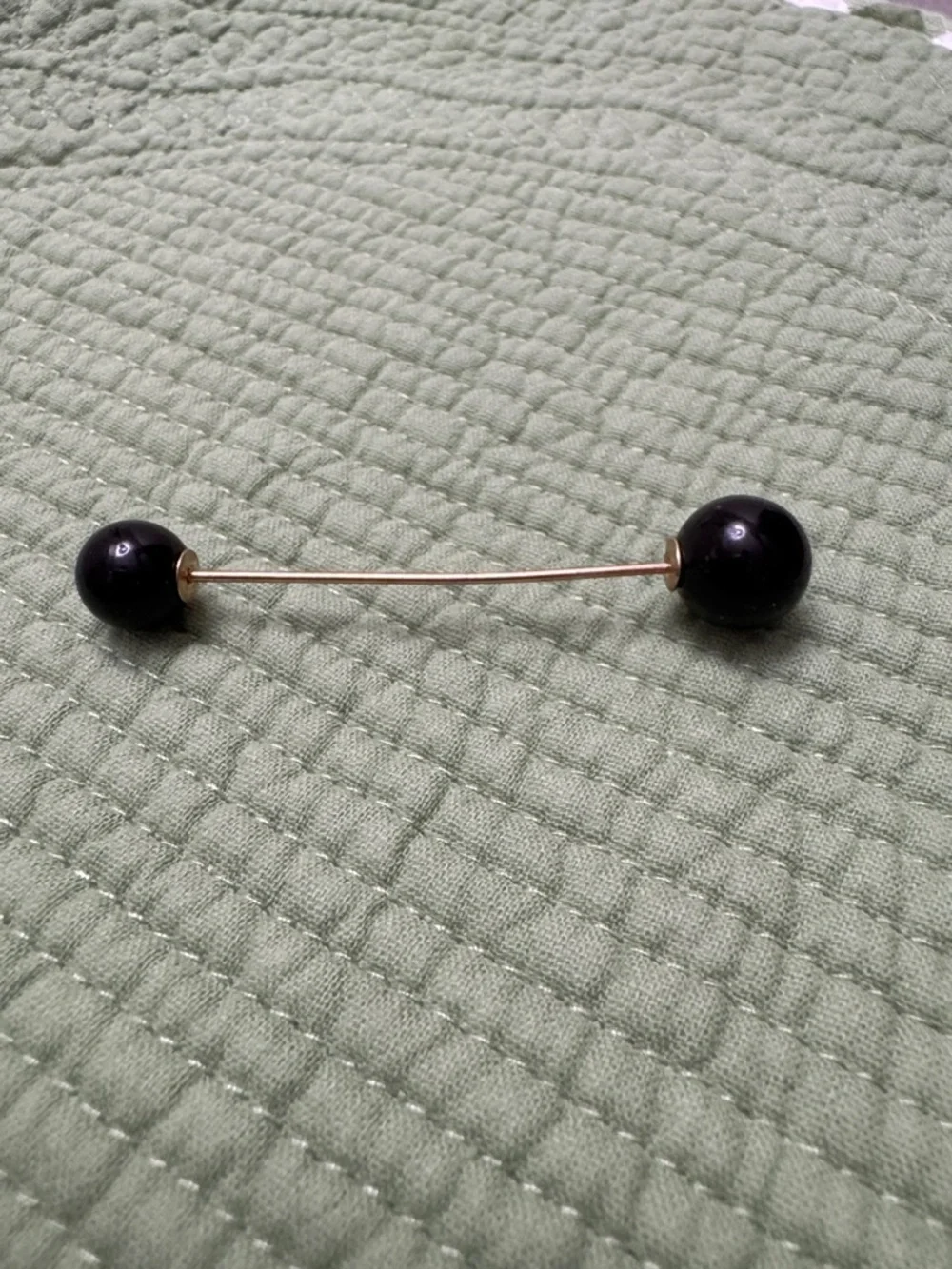 Barbell Style Brooch Pin with Black Bead Ends